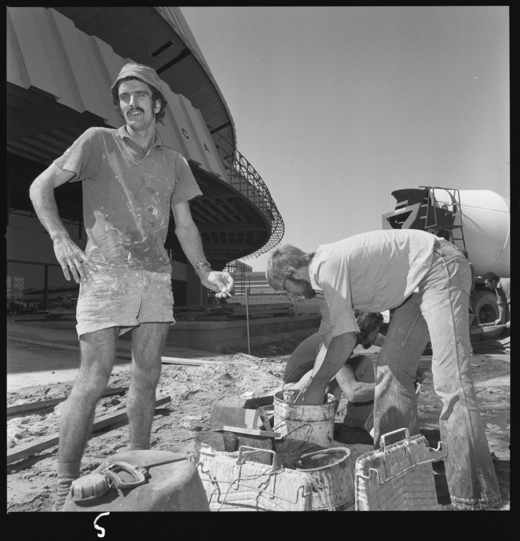 Perth Entertainment Centre Construction 1974 Painters on a break