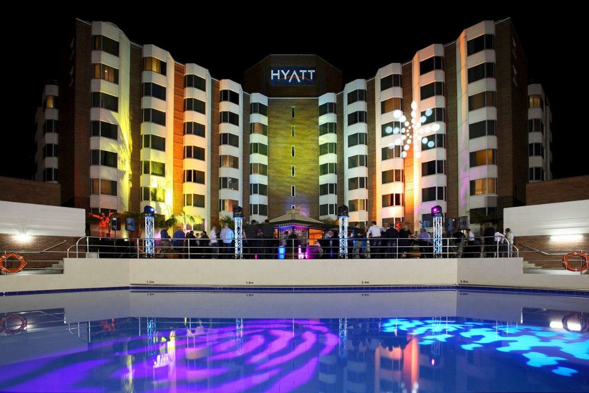 Hyatt Regency Perth pool at night