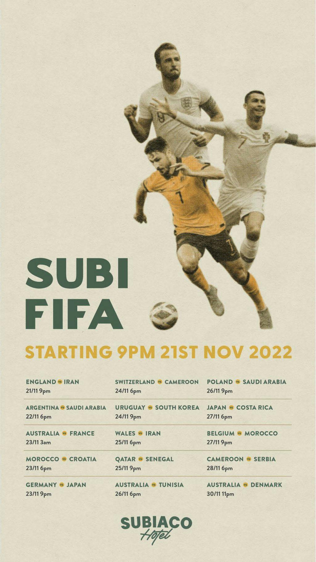 FIFA Schedule Subi Hotel