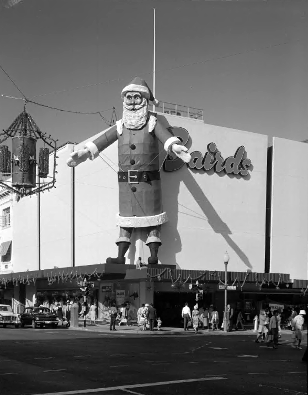 Perth Vintage Christmas Decorations, Santa, Bairds, 1964