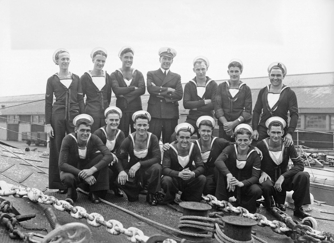 Forgotten Perth Vintage Fremantle sailors on a ship deck, Fremantle Wharf April 1943