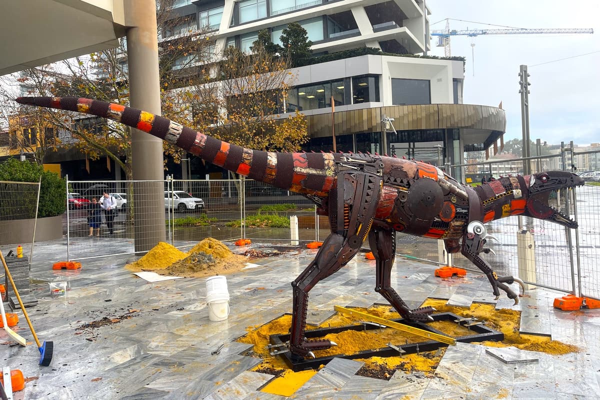 A 6.3m-long dino sculpture has popped up in South Perth